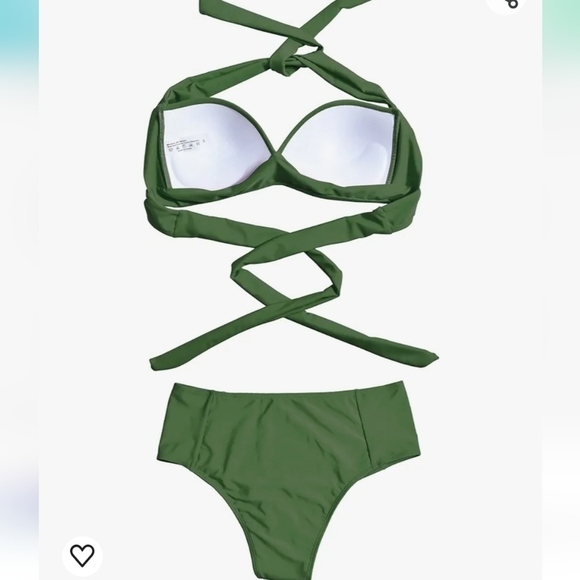 HolaDream Halter Push Up Bikini in Army Green Size 2XL - Picture 3 of 12